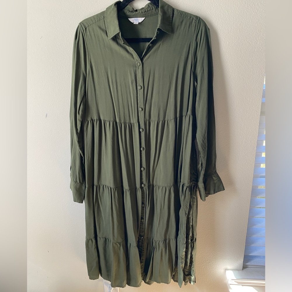 Olive Green Button Down Maxi Dress